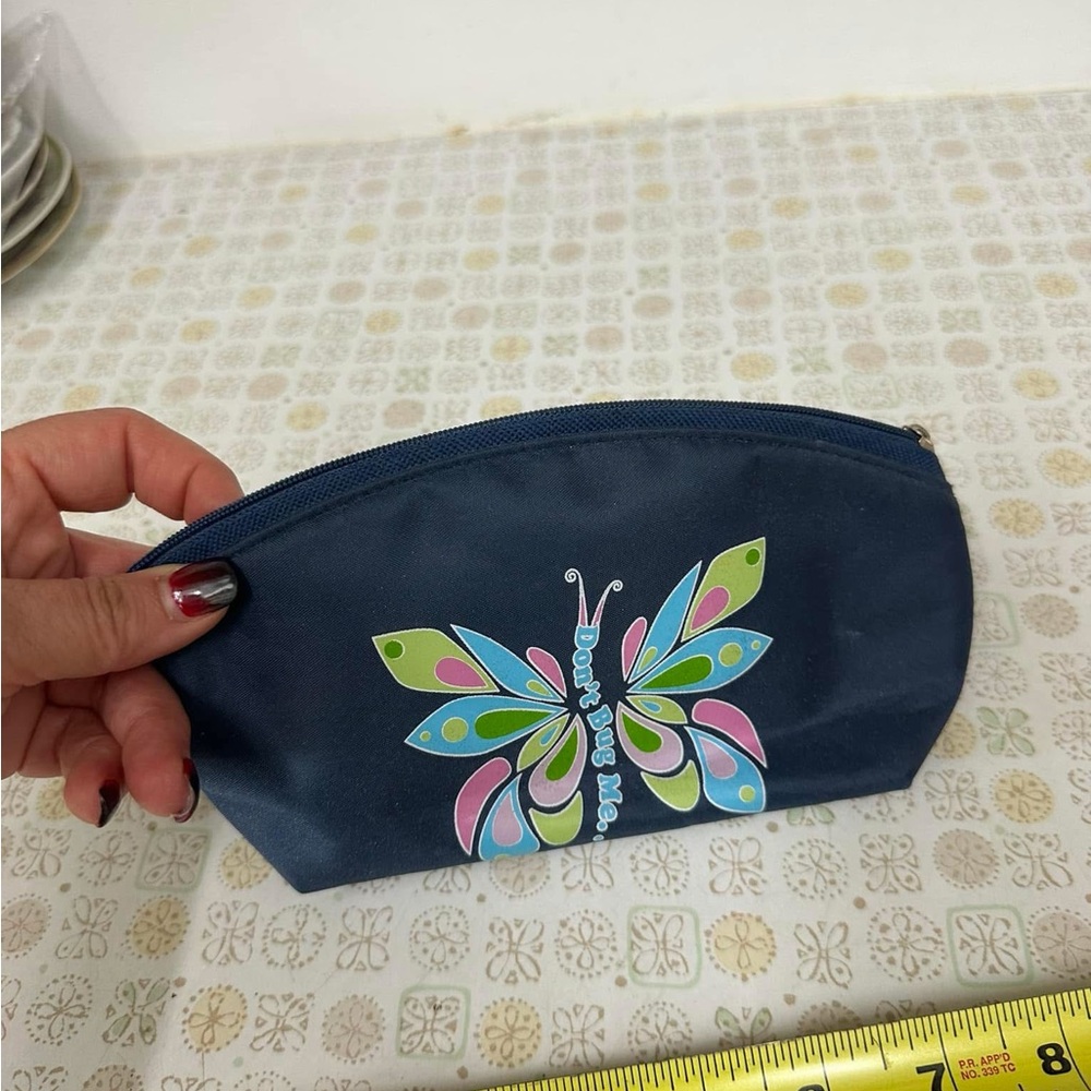 Butterfly Design Navy Blue Pouch